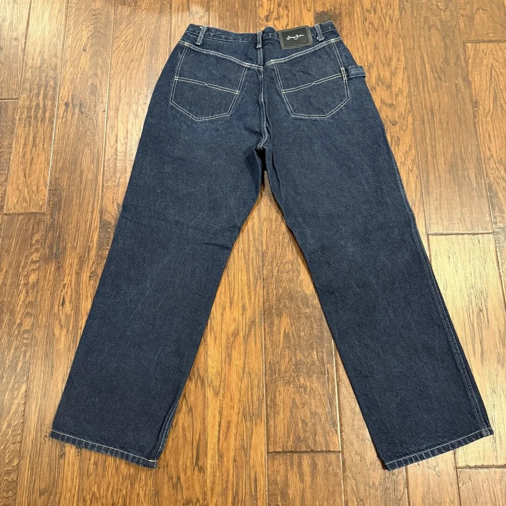 Sean John Jeans Mens 32 Blue Carpenter Denim Relaxed Fit Utility Workwear